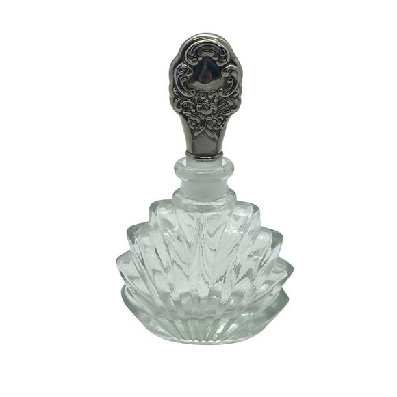 Vintage Silver Tone Carved Vanity Set Mirror Brush Perfume - Picture 13 of 16